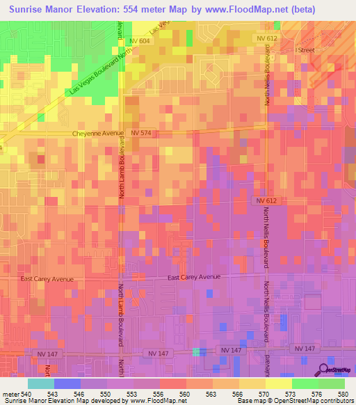 Sunrise Manor,US Elevation Map