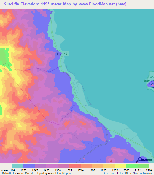 Sutcliffe,US Elevation Map