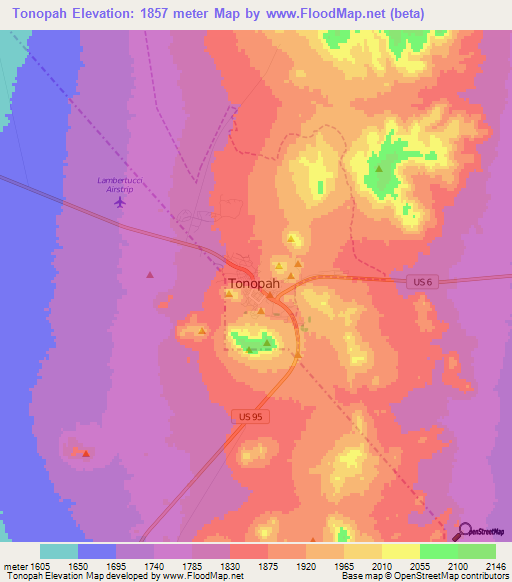 Tonopah,US Elevation Map