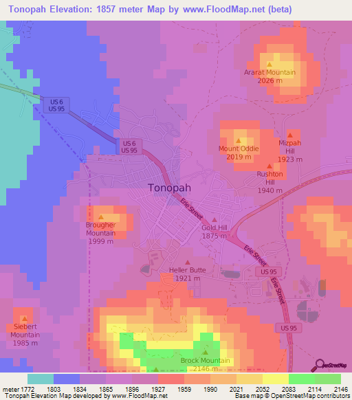 Tonopah,US Elevation Map