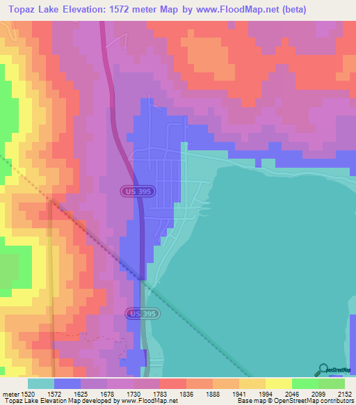 Topaz Lake,US Elevation Map