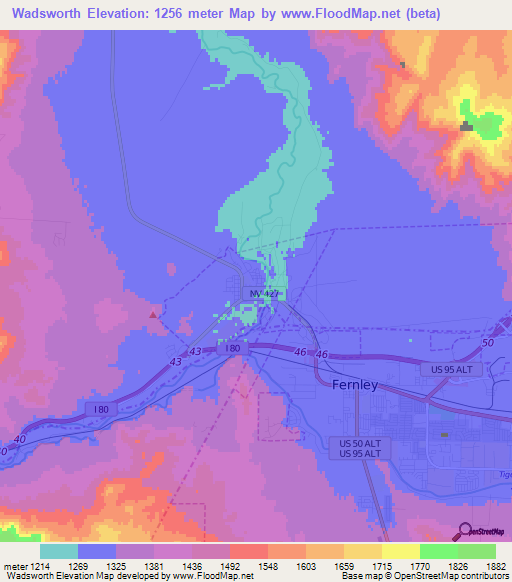 Wadsworth,US Elevation Map