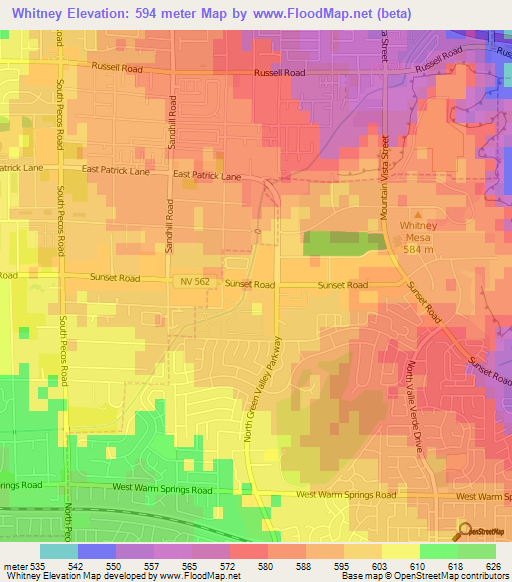 Whitney,US Elevation Map