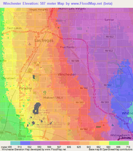 Winchester,US Elevation Map