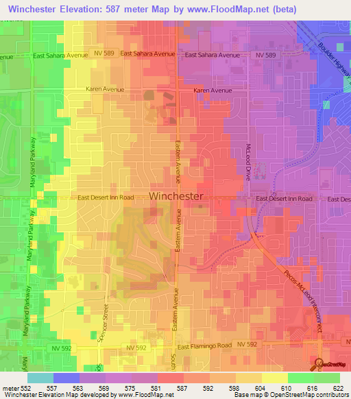 Winchester,US Elevation Map