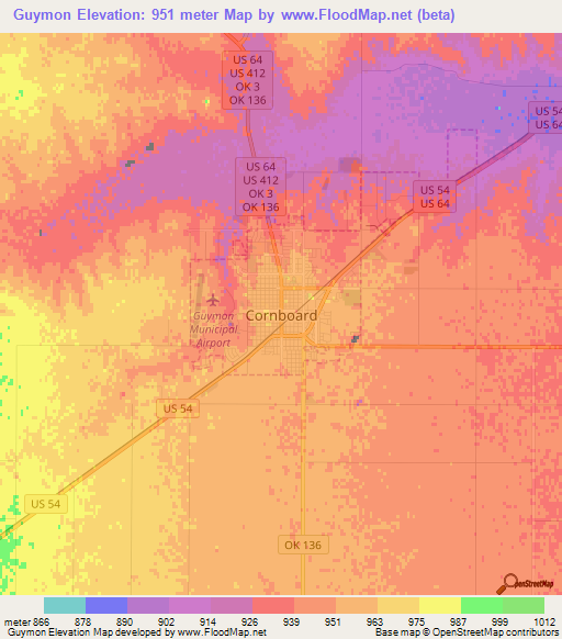 Guymon,US Elevation Map