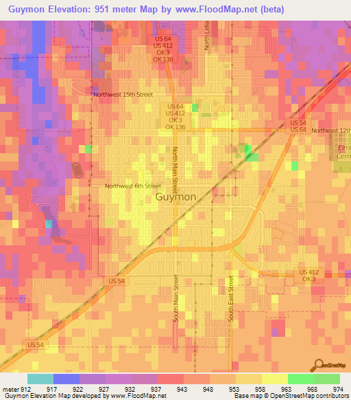 Guymon,US Elevation Map