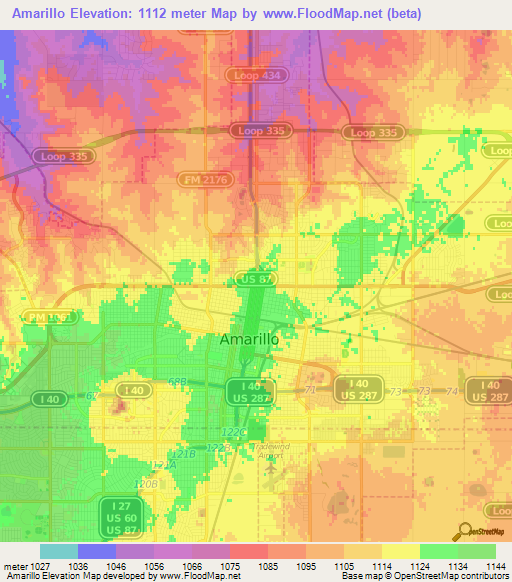 Amarillo,US Elevation Map