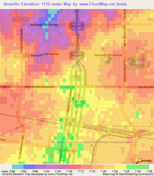 Amarillo,US Elevation Map