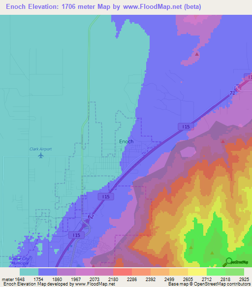 Enoch,US Elevation Map