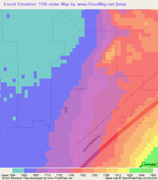 Enoch,US Elevation Map