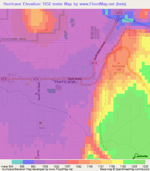 Hurricane,US Elevation Map