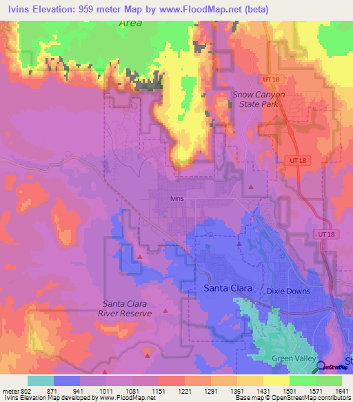 Ivins,US Elevation Map