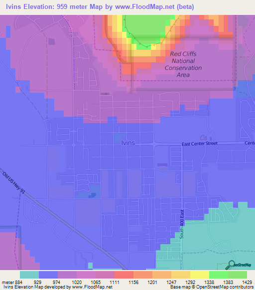 Ivins,US Elevation Map