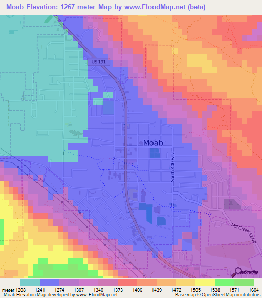 Moab,US Elevation Map