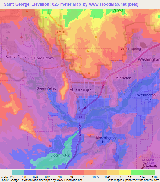 Saint George,US Elevation Map