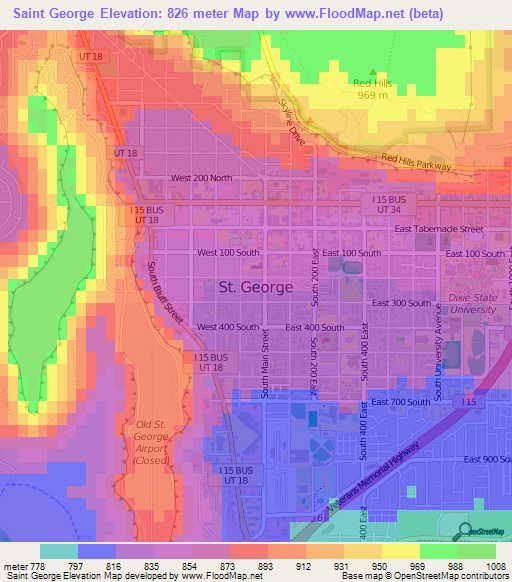 Saint George,US Elevation Map