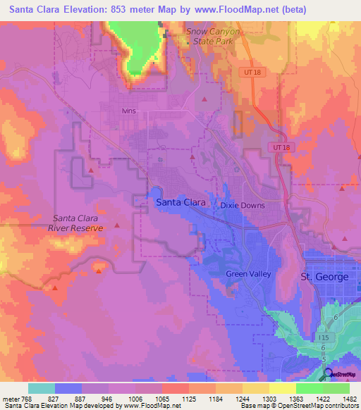 Santa Clara,US Elevation Map