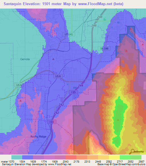 Santaquin,US Elevation Map