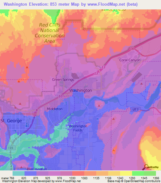 Washington,US Elevation Map