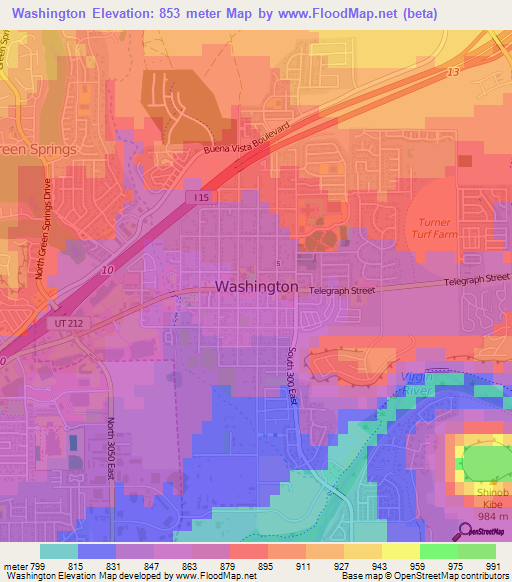 Washington,US Elevation Map