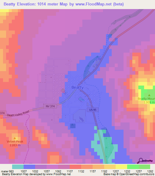 Beatty,US Elevation Map