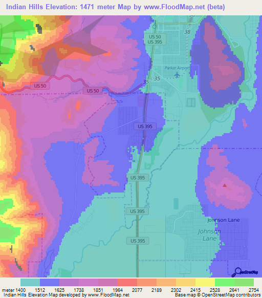 Indian Hills,US Elevation Map