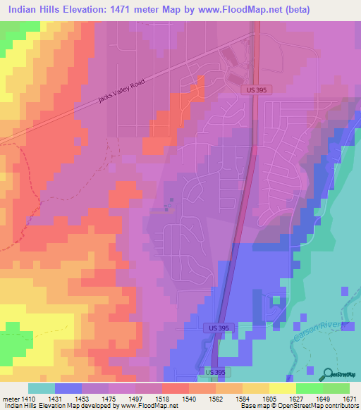 Indian Hills,US Elevation Map