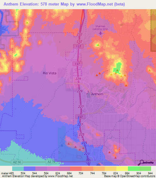 Anthem,US Elevation Map