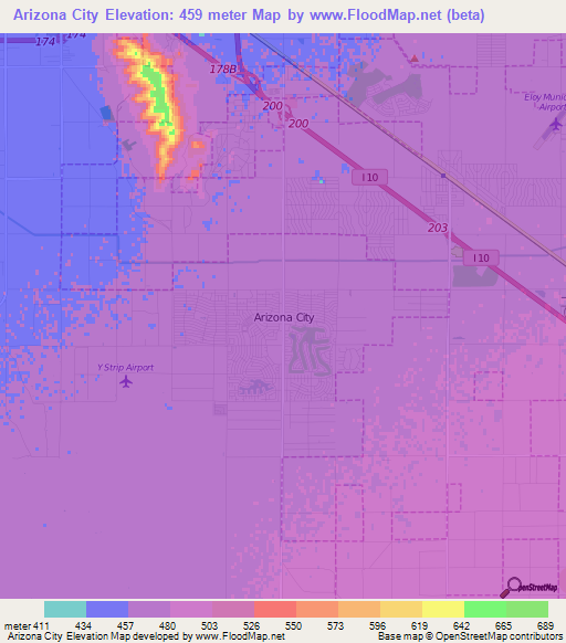 Arizona City,US Elevation Map