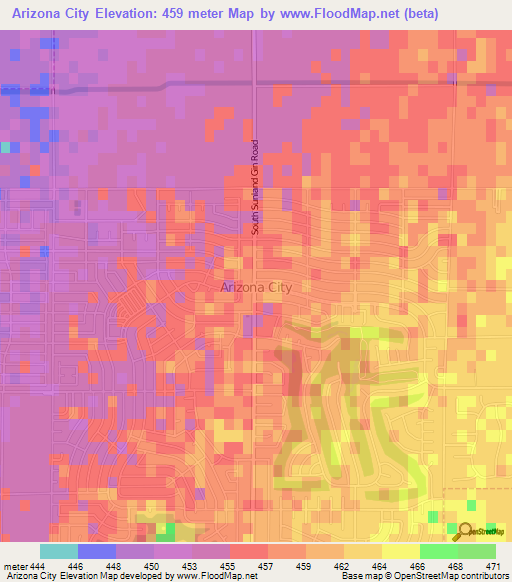 Arizona City,US Elevation Map