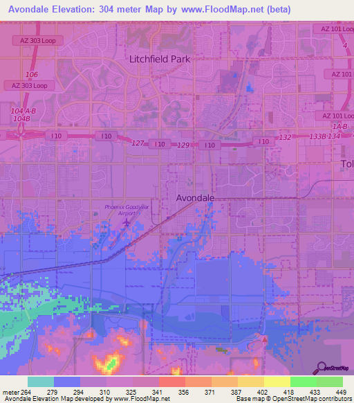 Avondale,US Elevation Map