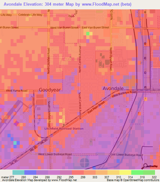 Avondale,US Elevation Map