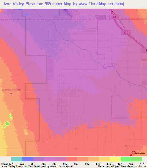 Avra Valley,US Elevation Map