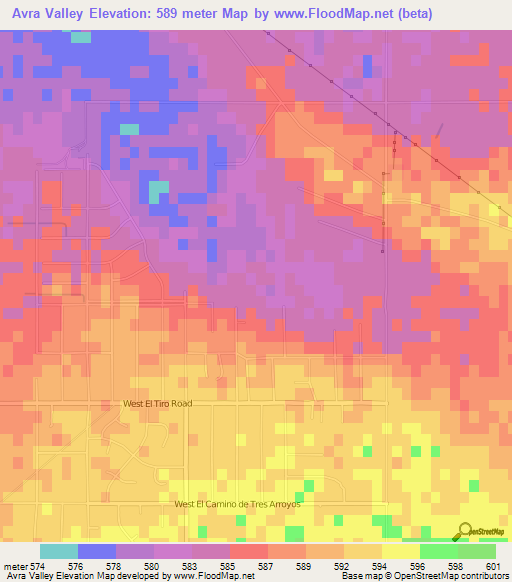 Avra Valley,US Elevation Map