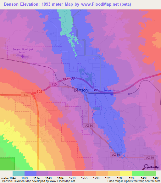 Benson,US Elevation Map