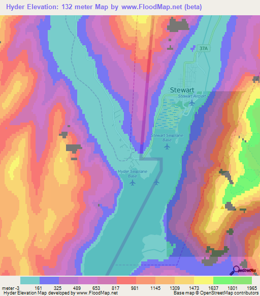 Hyder,US Elevation Map