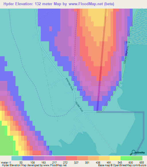 Hyder,US Elevation Map