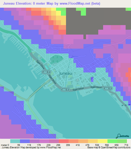 Juneau,US Elevation Map