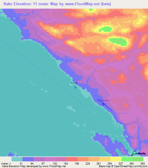 Kake,US Elevation Map