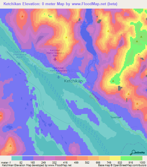 Ketchikan,US Elevation Map