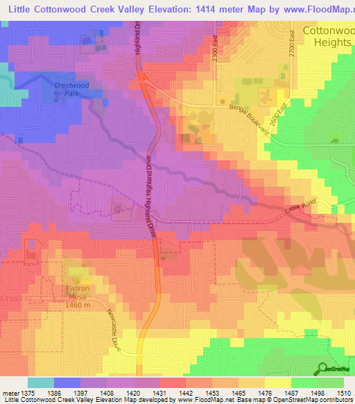 Little Cottonwood Creek Valley,US Elevation Map