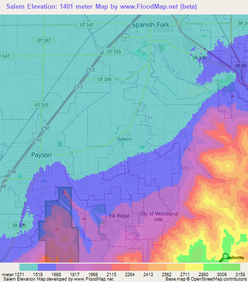 Salem,US Elevation Map