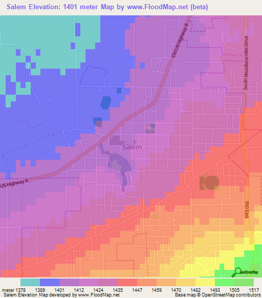 Salem,US Elevation Map