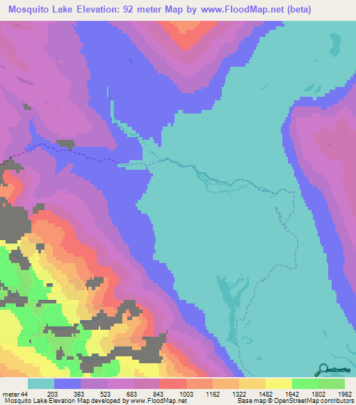 Mosquito Lake,US Elevation Map