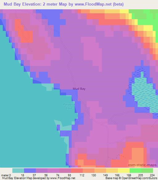 Mud Bay,US Elevation Map