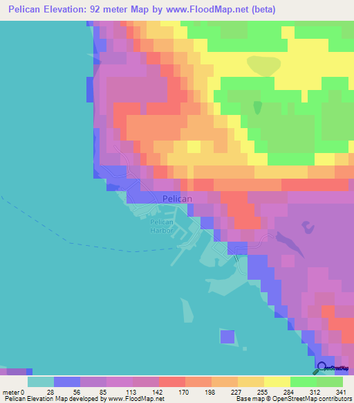 Pelican,US Elevation Map