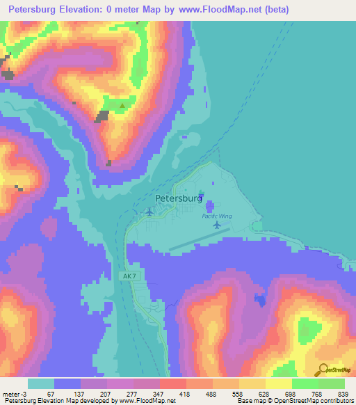 Petersburg,US Elevation Map