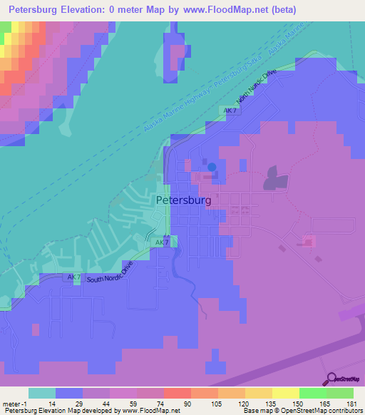 Petersburg,US Elevation Map