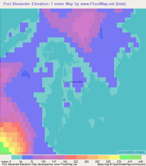 Port Alexander,US Elevation Map